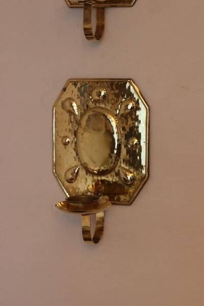Pair of mid-century brass Swedish sconces