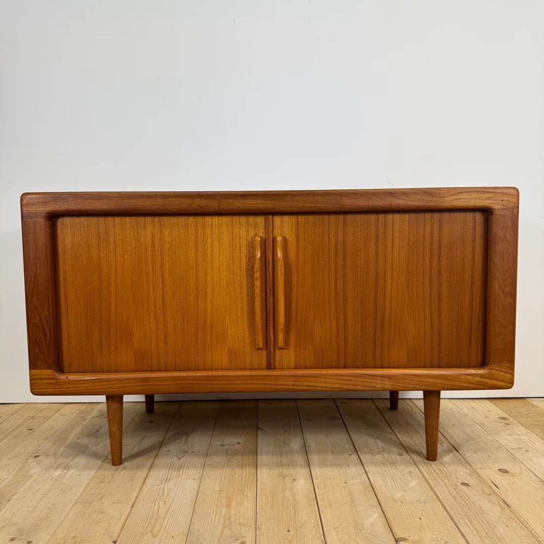 Dyrlund buffet in teak with sliding doors and interior drawers, Denmark 1960.