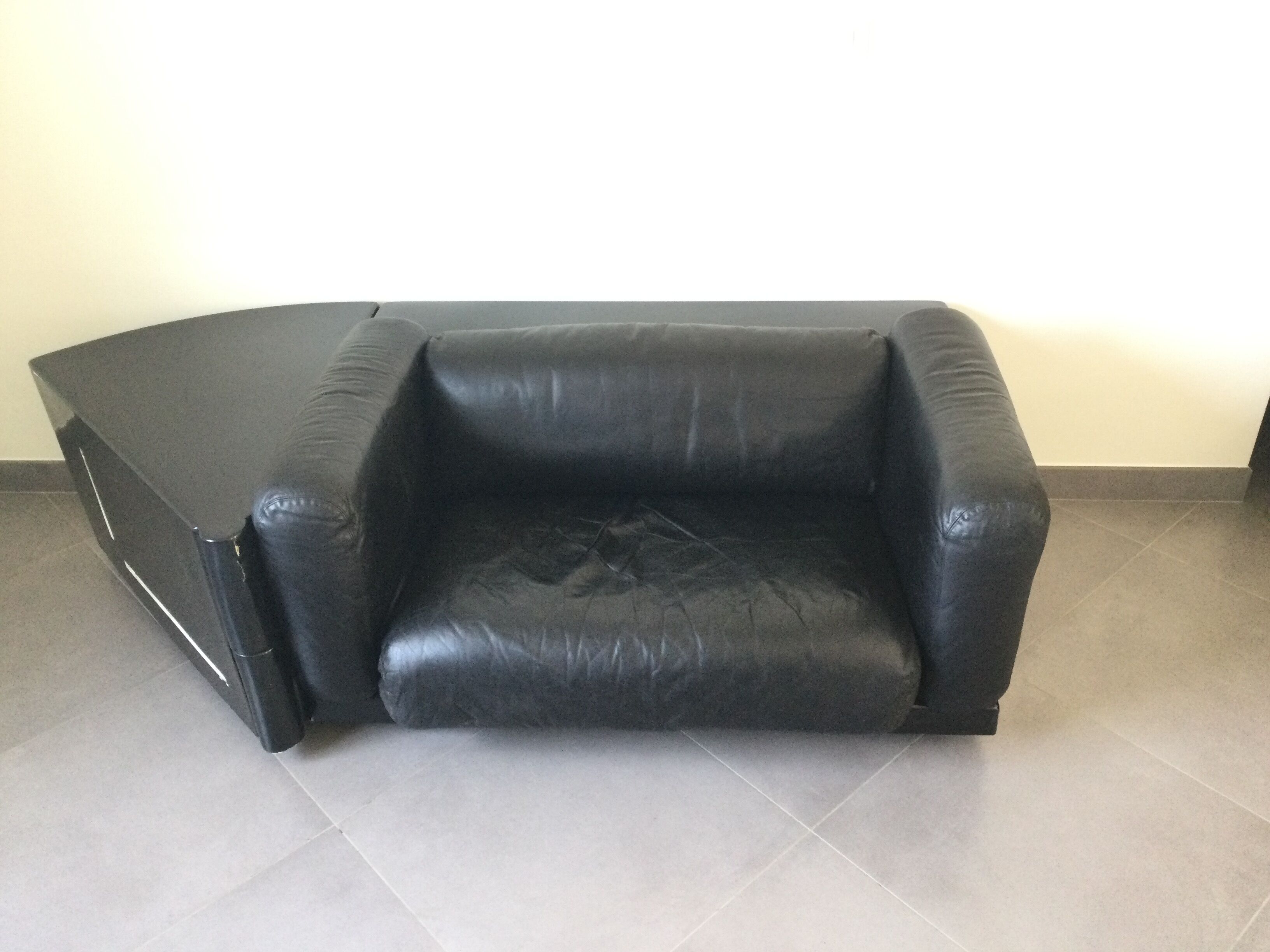 Canapé gradual lounge cuir noir Cini Boeri - knoll/gavina