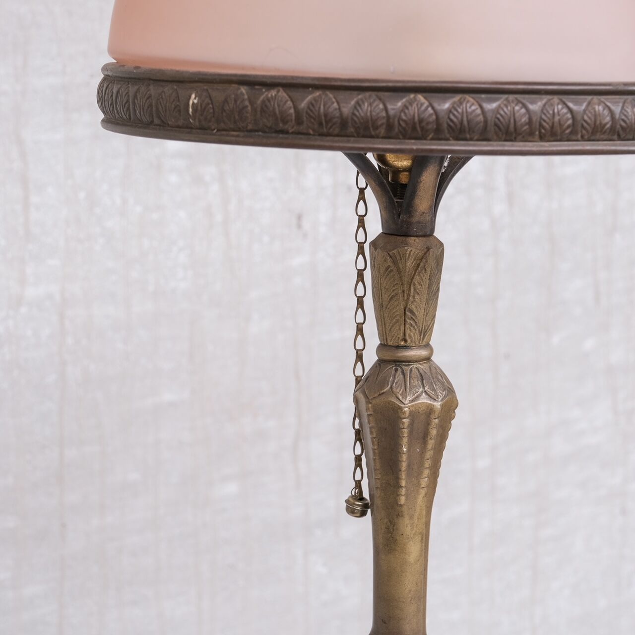 French art nouveau brass and glass table lamp