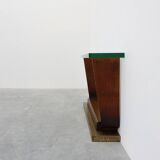 Console sculpturale Art Déco française avec plateau en verre, vers 1925