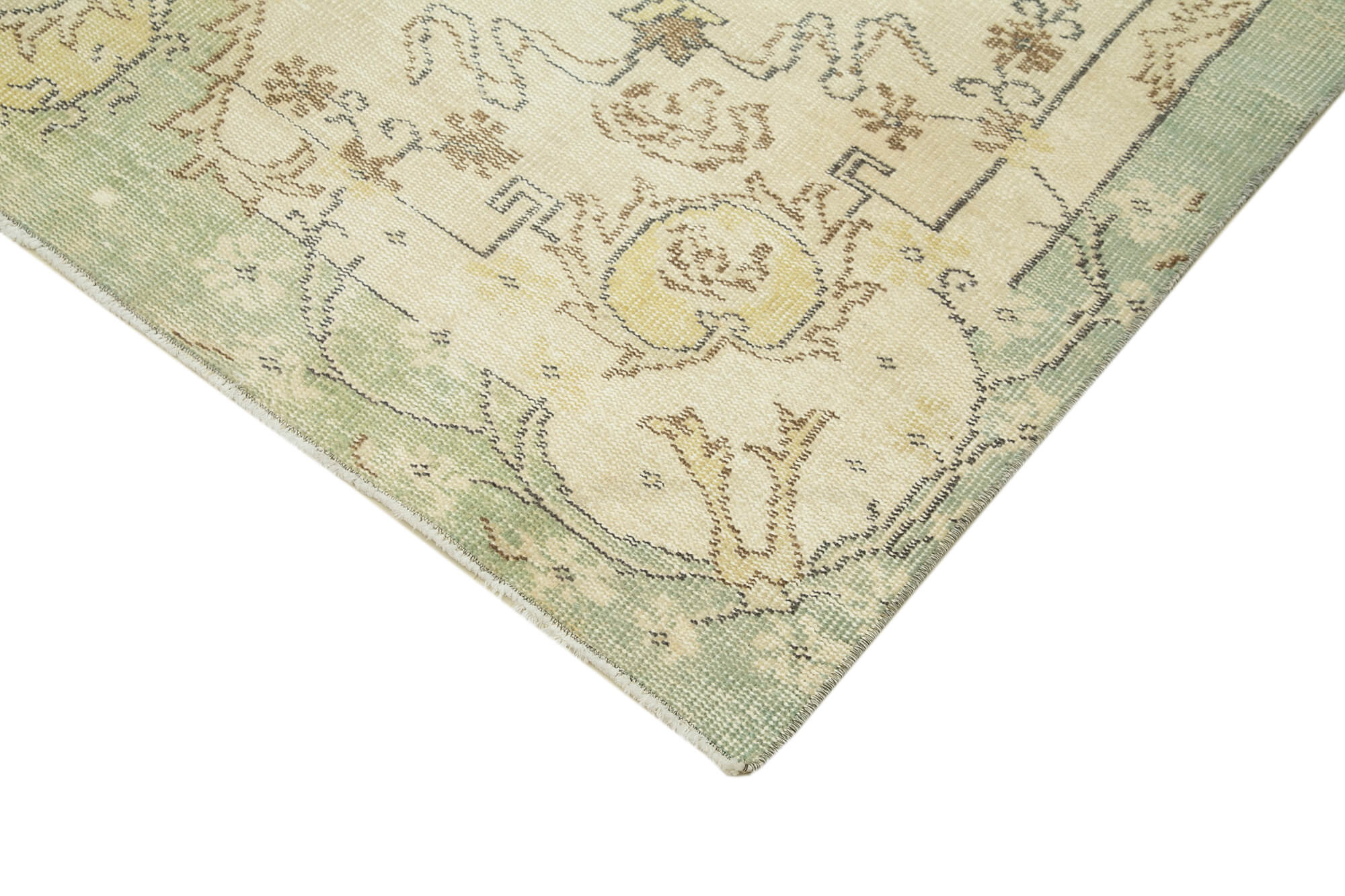 Hand-Knotted Vintage Turkish Beige Rug 186 cm x 313 cm