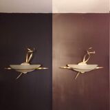 Pair of 70s wall lamps by malka