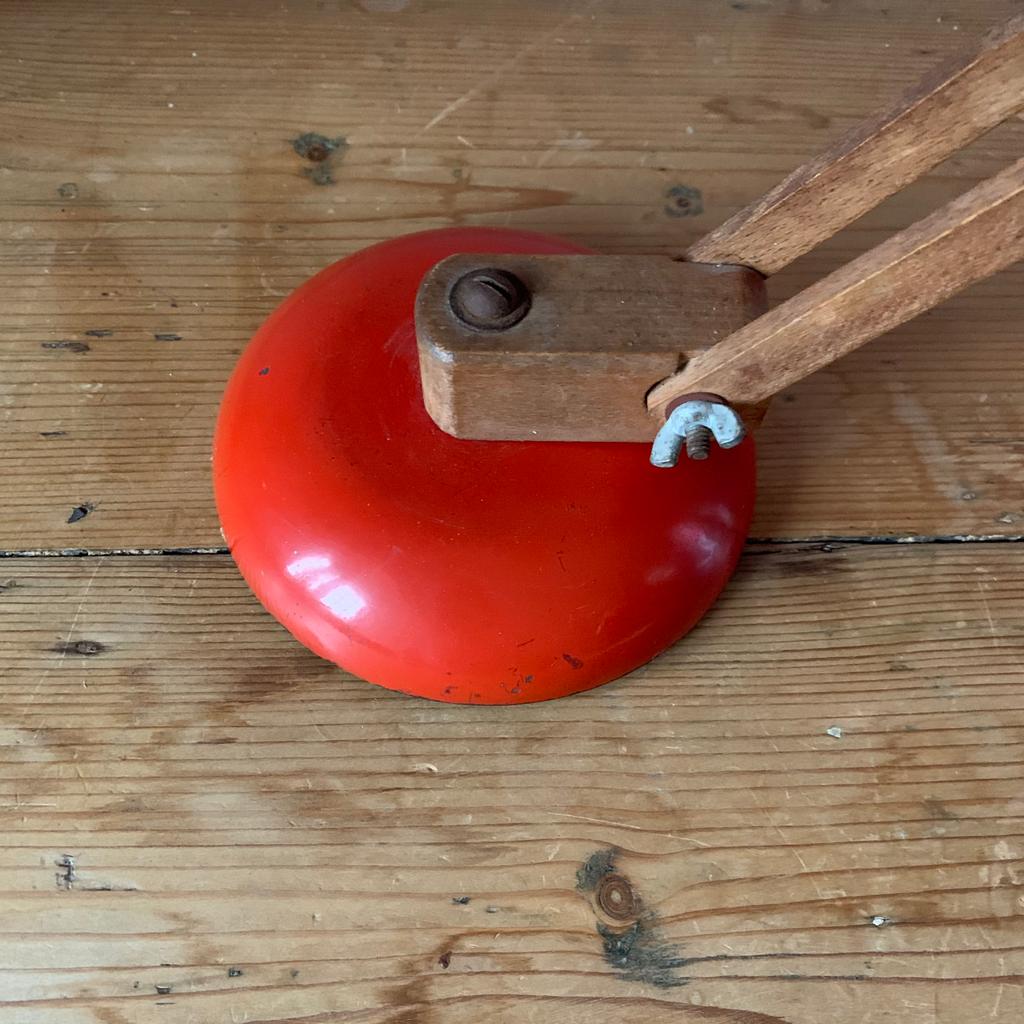 Vintage Maclamp in orange with wooden arms