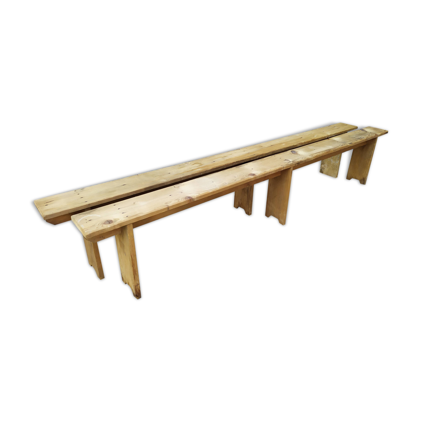 Pair of solid wooden farm benches