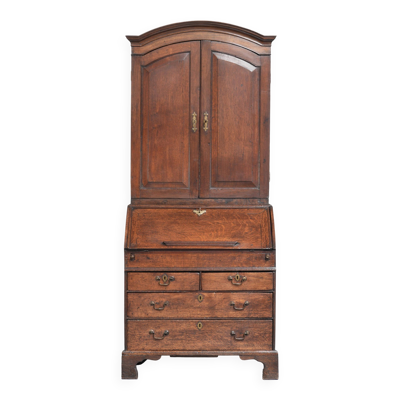 Bureau secrétaire en chêne antique du XVIIIe siècle avec dessus/bibliothèque