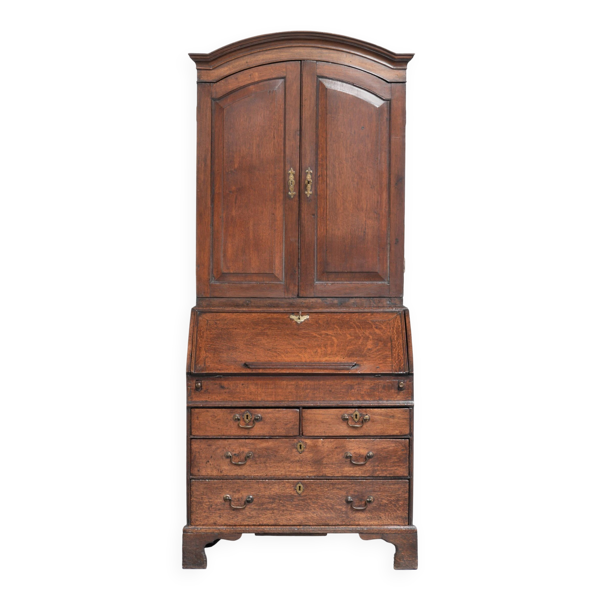 Bureau secrétaire en chêne antique du XVIIIe siècle avec dessus/bibliothèque