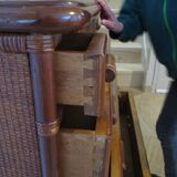 Vintage dressing table/chest - woven rattan - 5 drawers - mirror - 1960s/70s