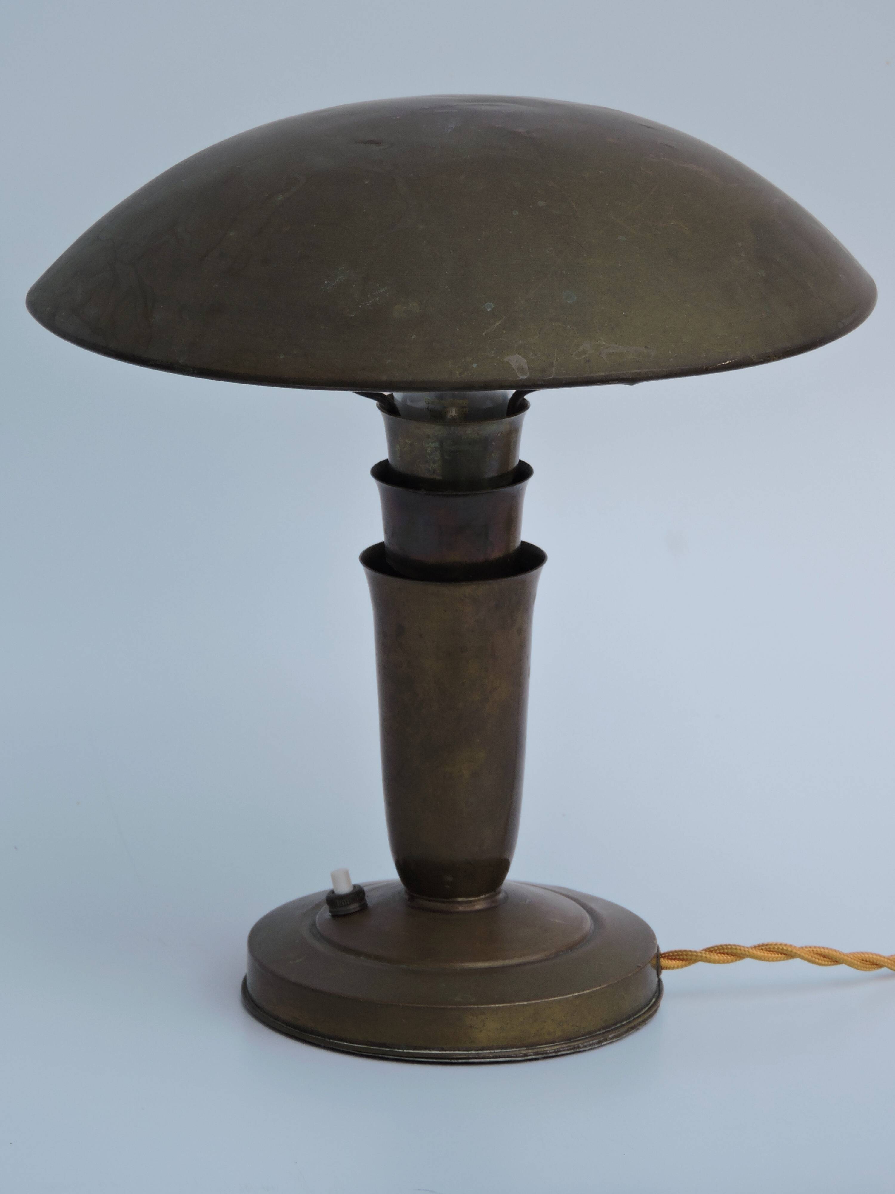 Art Deco bauhaus copper mushroom lamp
