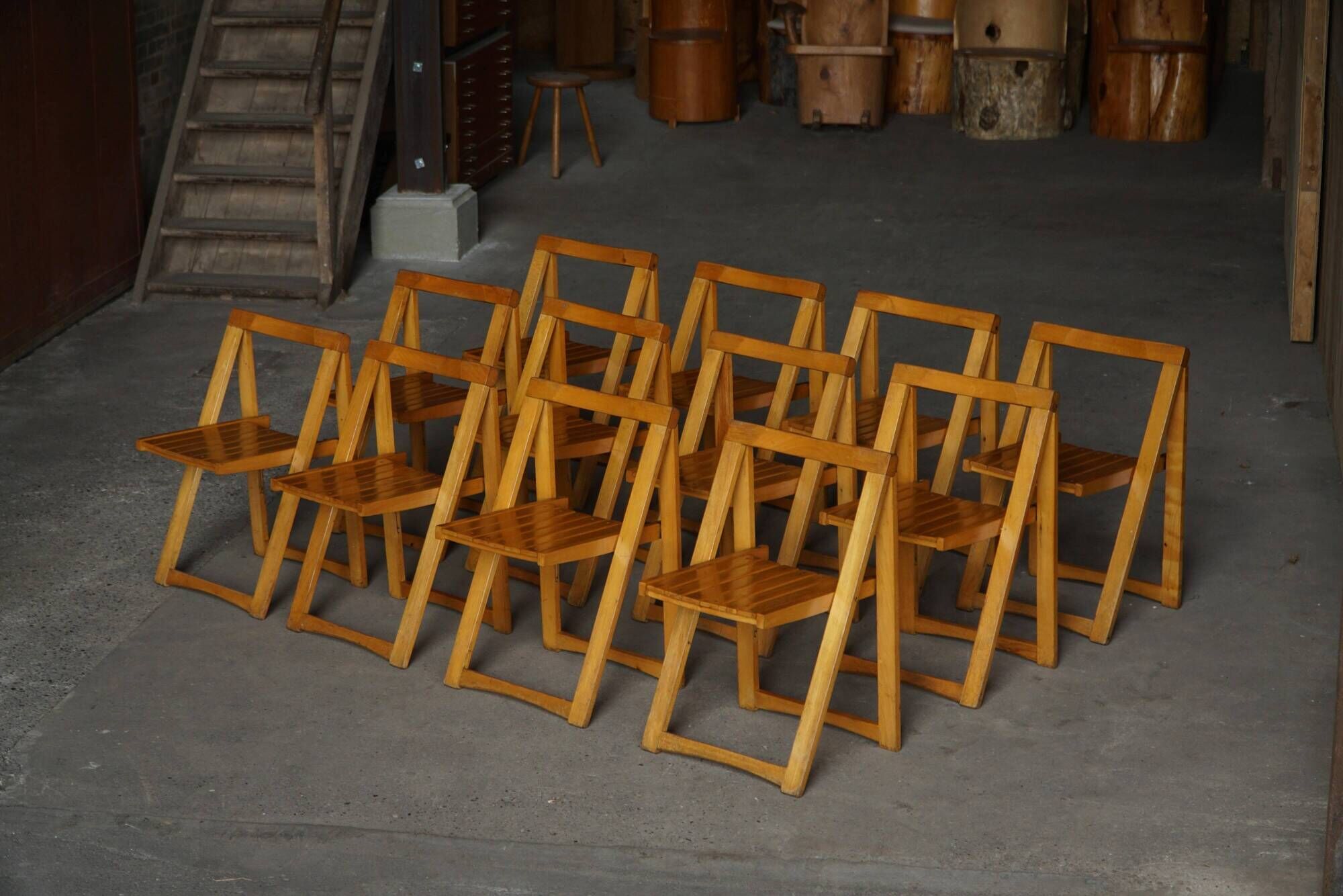 Set of 12 Foldes chairs by Aldo Jacober & Pierangela D'Aniello, Italy, 1960s.