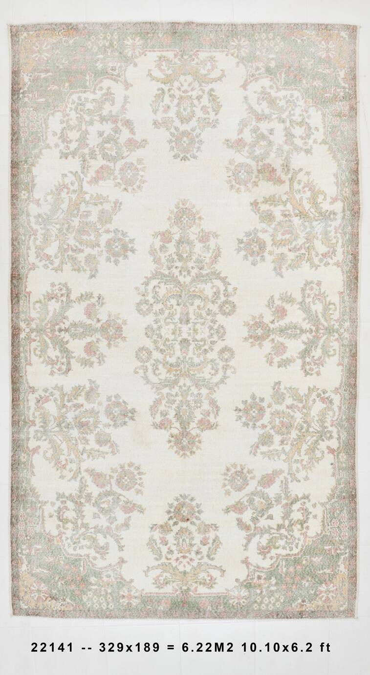6x11 Beige & Cream Oriental Floral Pattern Vintage Rug, 189x329Cm