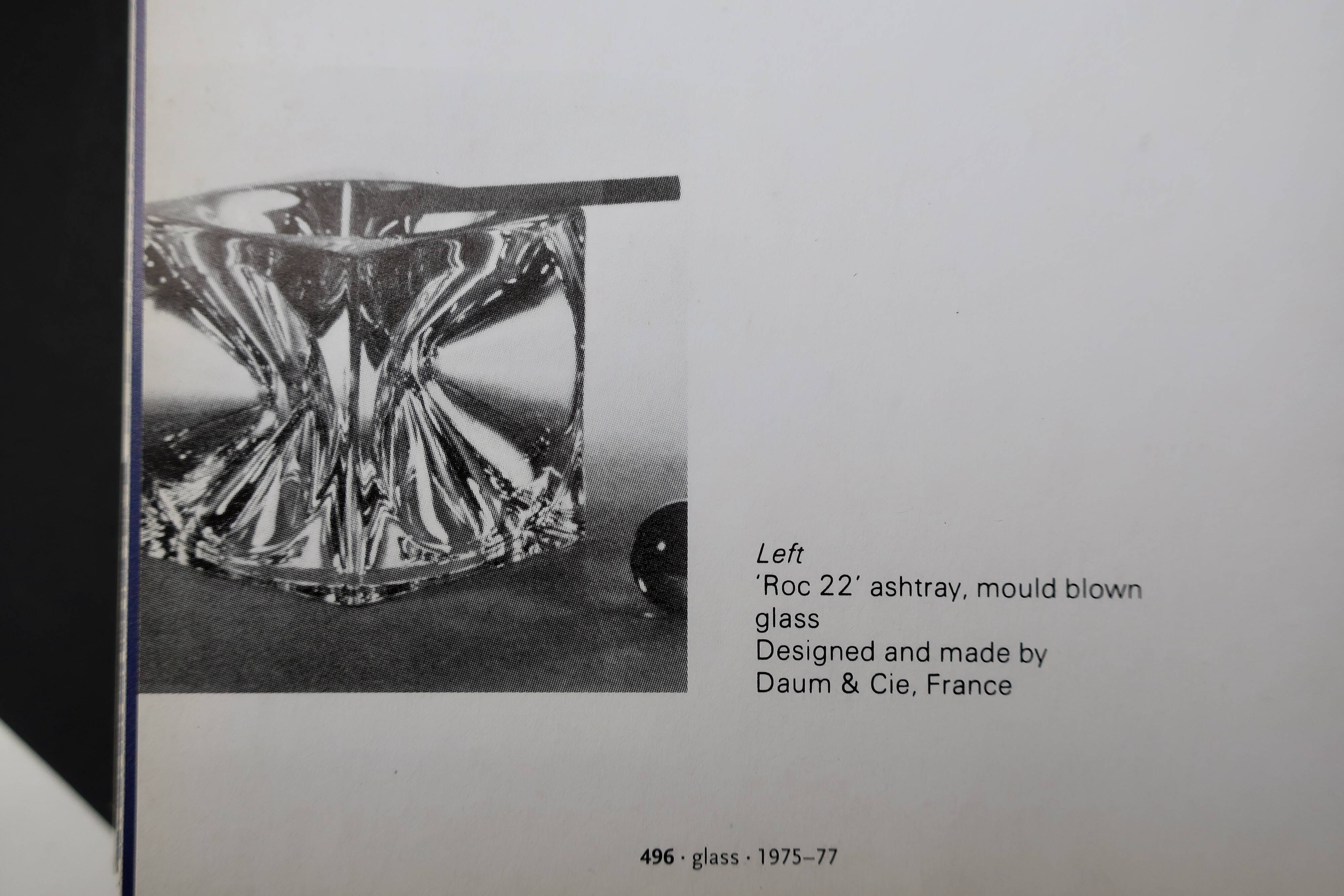 Daum france, rare cendrier cube "roc22", vers 1975, tbe