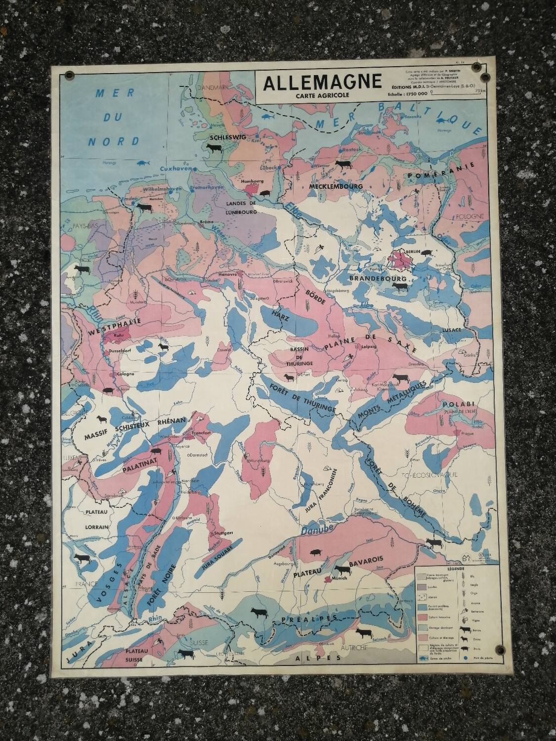 Old MDI map Germany Agricultural and vintage population
