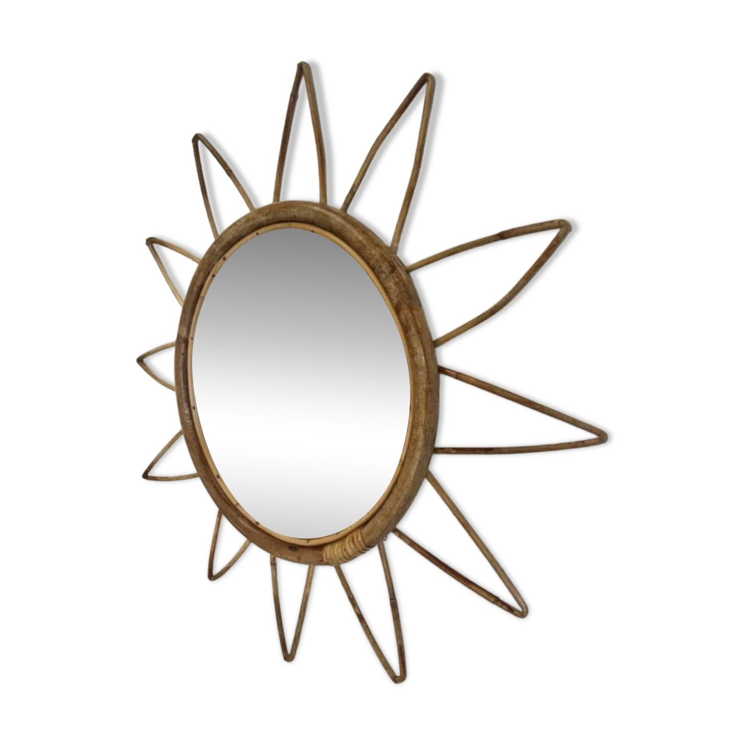 Rattan sun mirror, 1960s