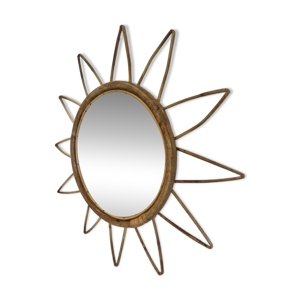miroir soleil en rotin,