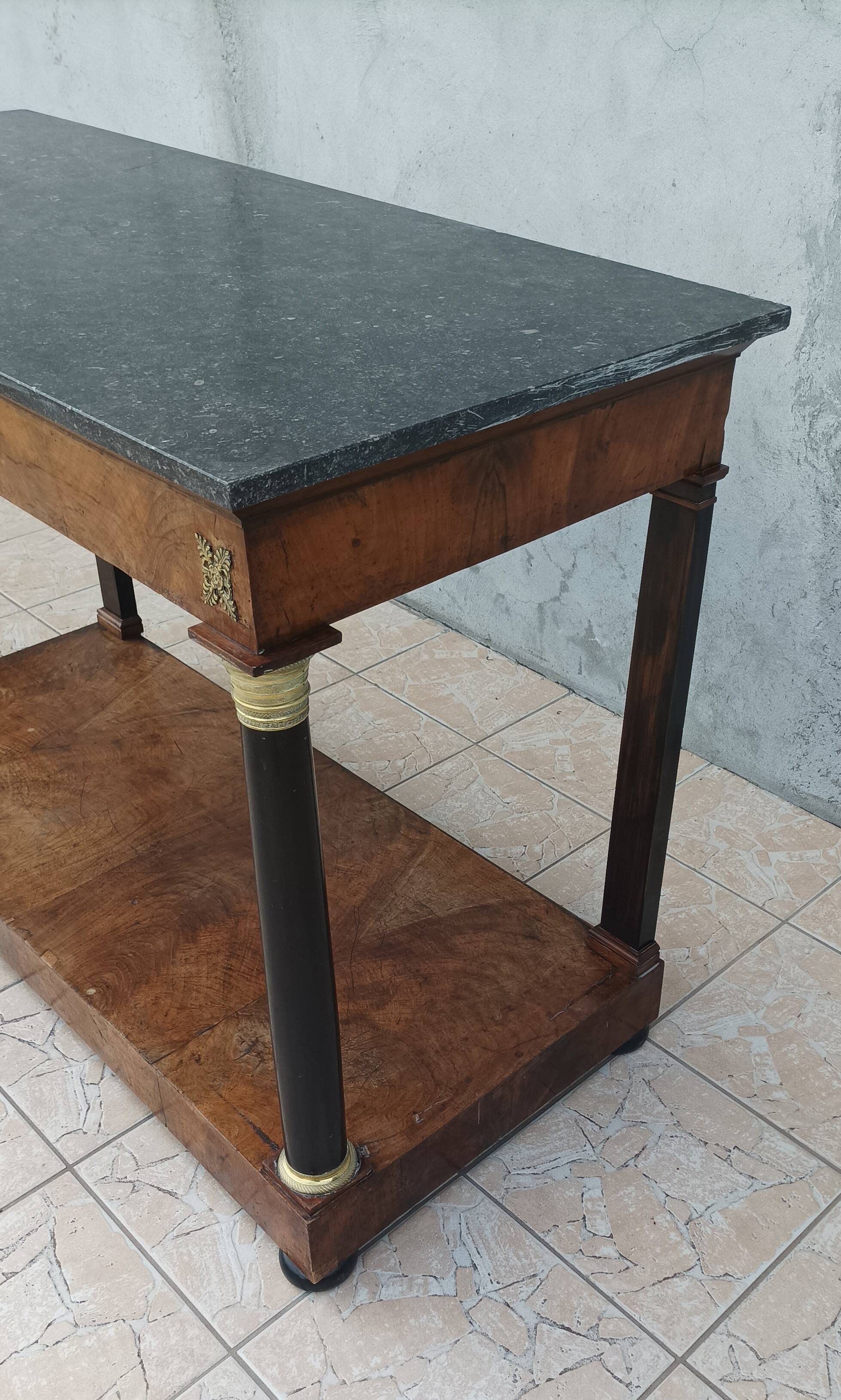 Large Empire period mahogany console table
