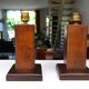 Pair of Art Deco lamps in solid mahogany