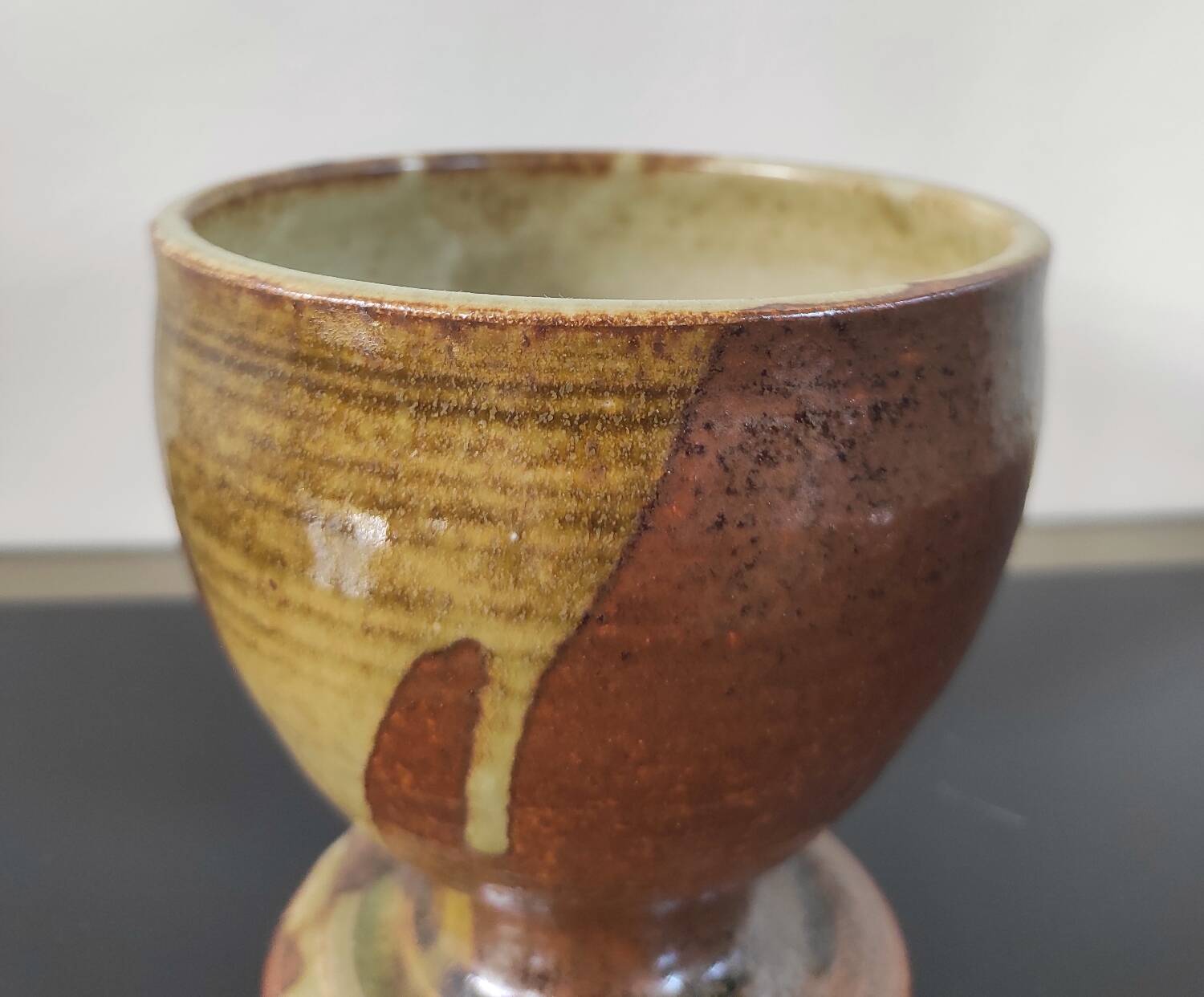 Vintage stoneware cup / high mug - Brutalist design