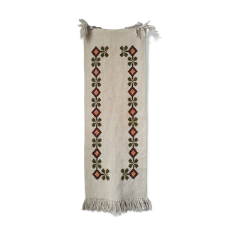 Handmade tapestry table runner, country bohemian Scandinavian style