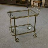 Neoclassical brass and glass serving trolley attributed to Maison Jansen, 1960s