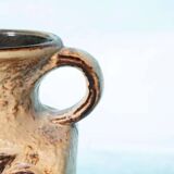 Vintage vase W-Germany, 1960s, thick lava vase with flowers.