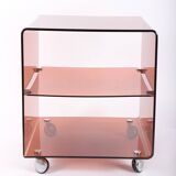 Side table or bedside table in smoked plexiglass by Michel Dumas, 1970s