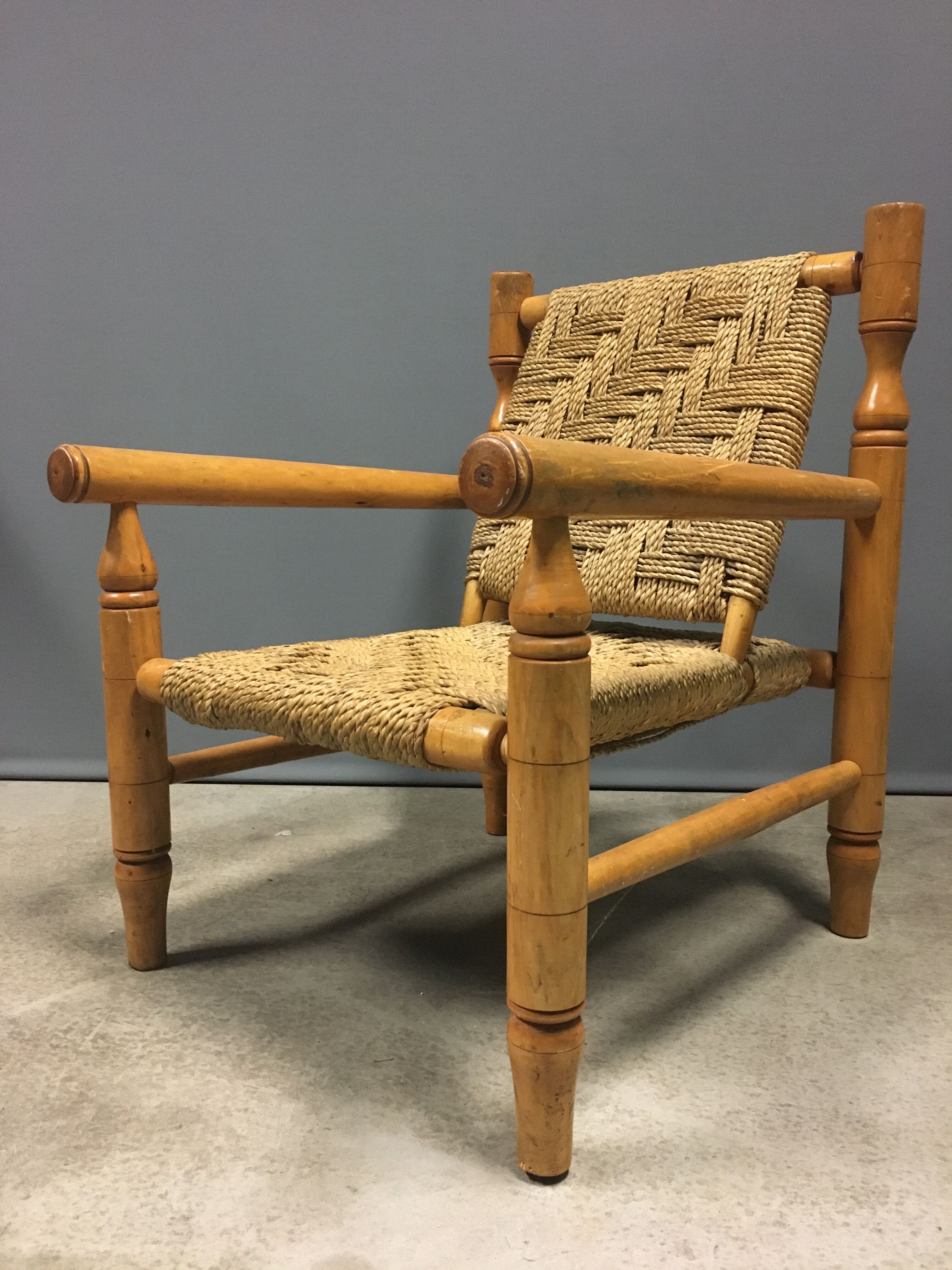 2 x Abaca French rope armchairs