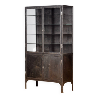 Polished iron medical cabinet, 1930s