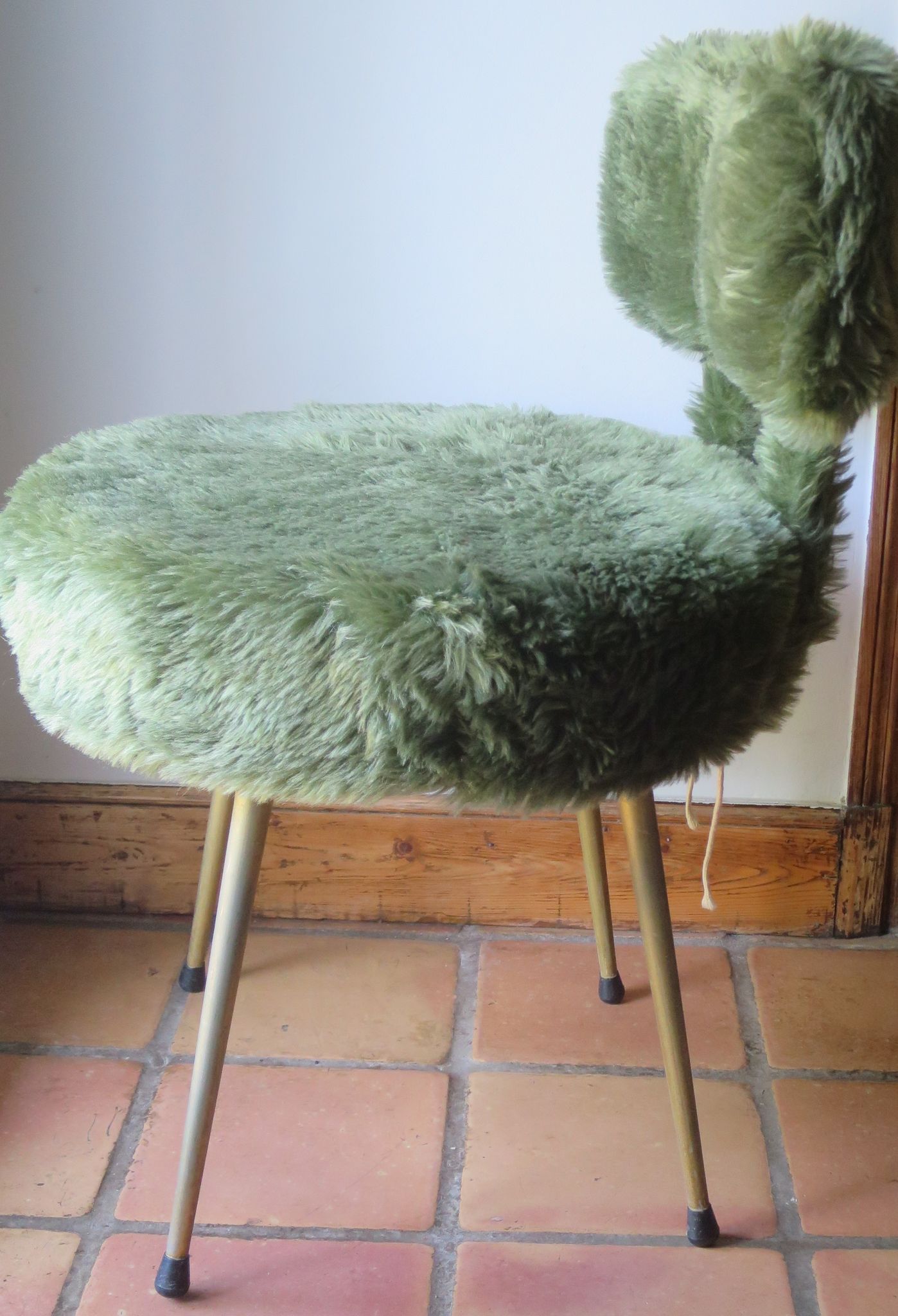 Chair armchair moumoute green pelfran (label) feet gold metal