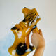 Pichet / carafe en barbotine chien marron clair