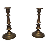 Pair of antique brass candlesticks / Vintage candle holders