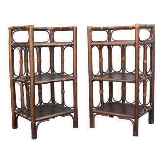 Pair of rattan bedside tables