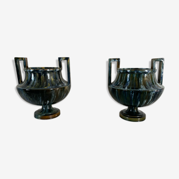 Pair of vases in glazed ceramic