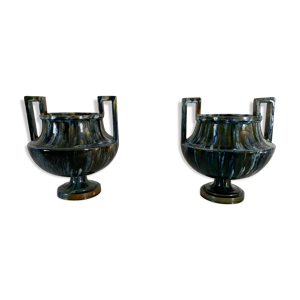 Paire de vases en céramique émaillée