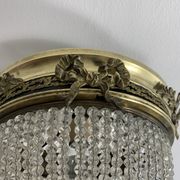 19th brass basket ceiling and beaded glass beads