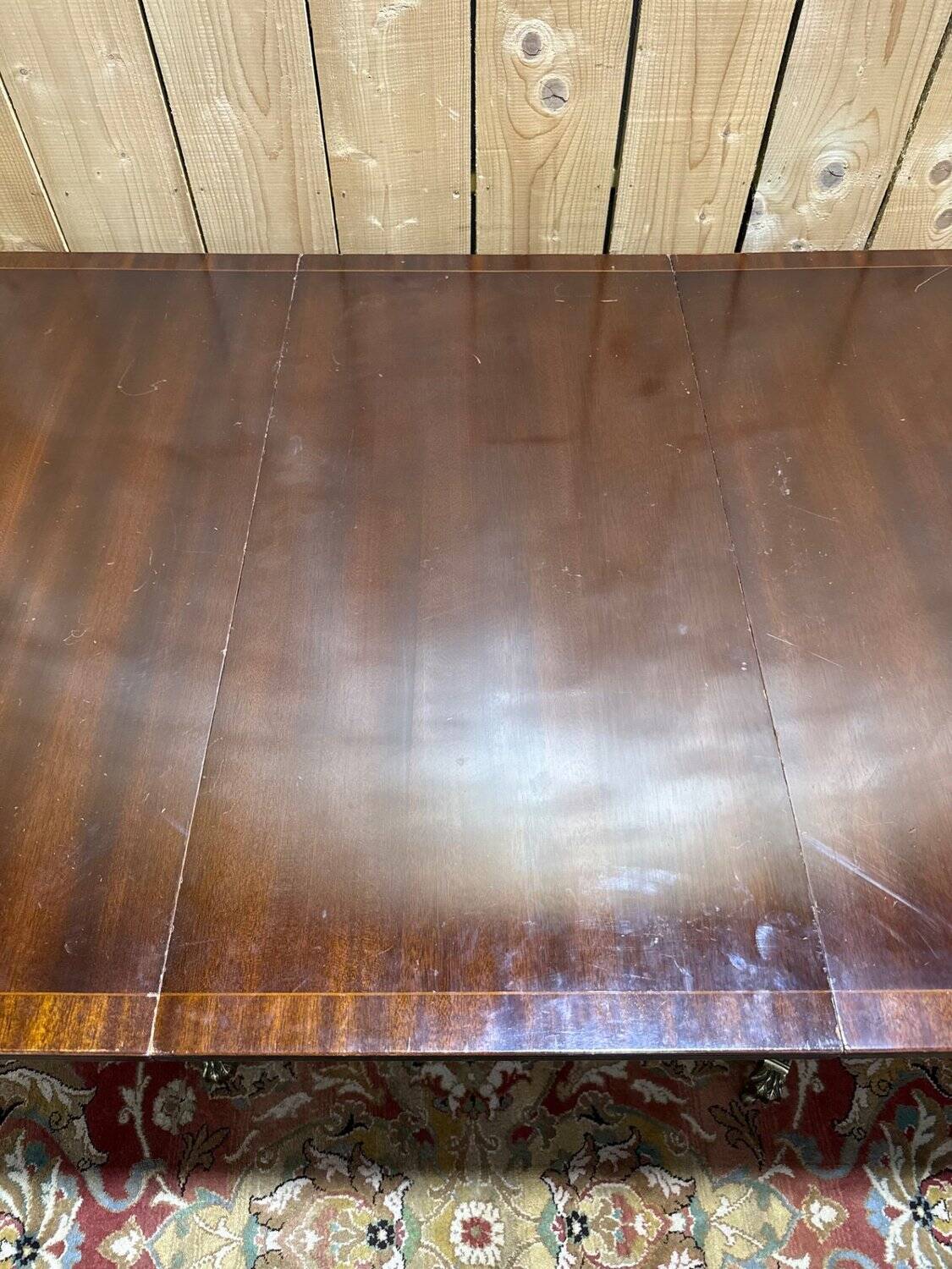 Large Extendable English Table Mahogany Regency Style Claw Feet Brass