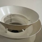Brass & Lacquered White Aluminium Pendant Lamp by Carl Thore, design 1970