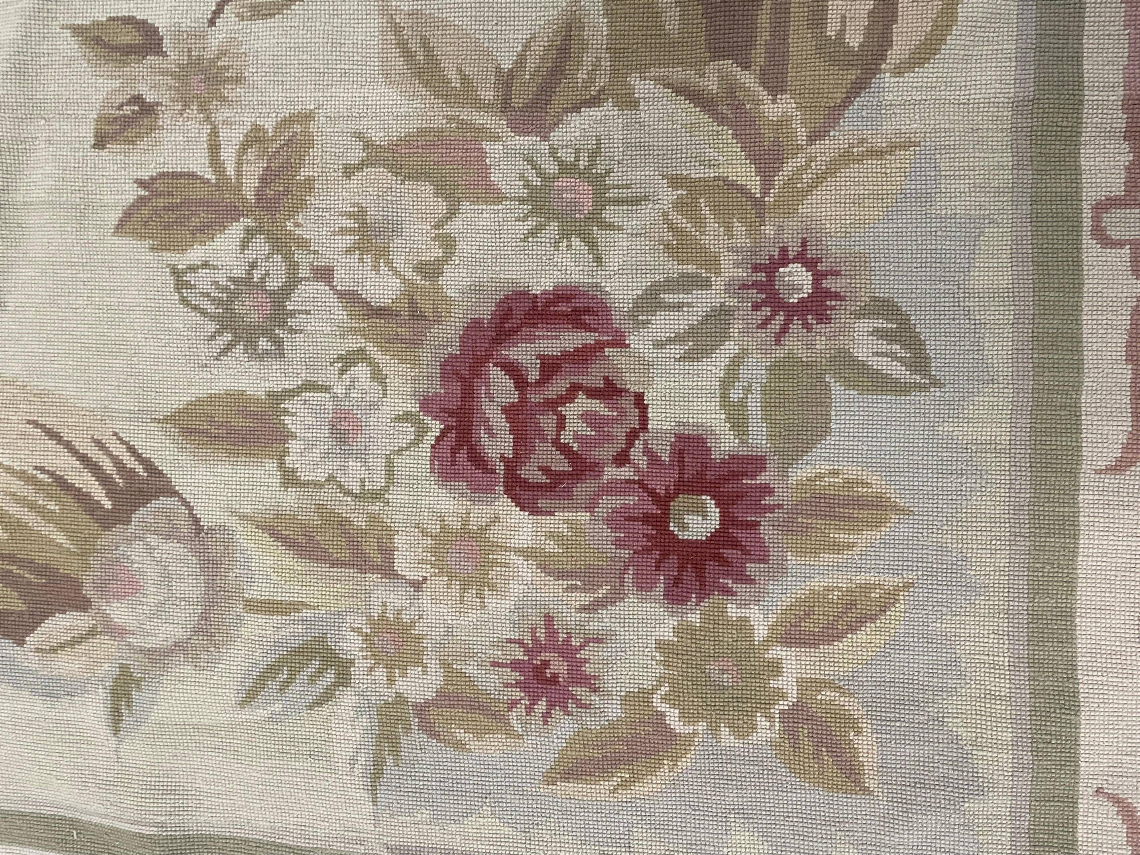 Oversize Aubusson Needlepoint Floral Rug Extra Large Palace Carpet, 414 x 604 cm