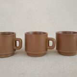 3 stoneware coffee cups