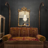 Canapé D’époque Art Nouveau garni de Son Tissu velours D’origine - XXe