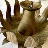 Ceiling light, Hans Kögl, sunflower model in gilded metal, 1950s.