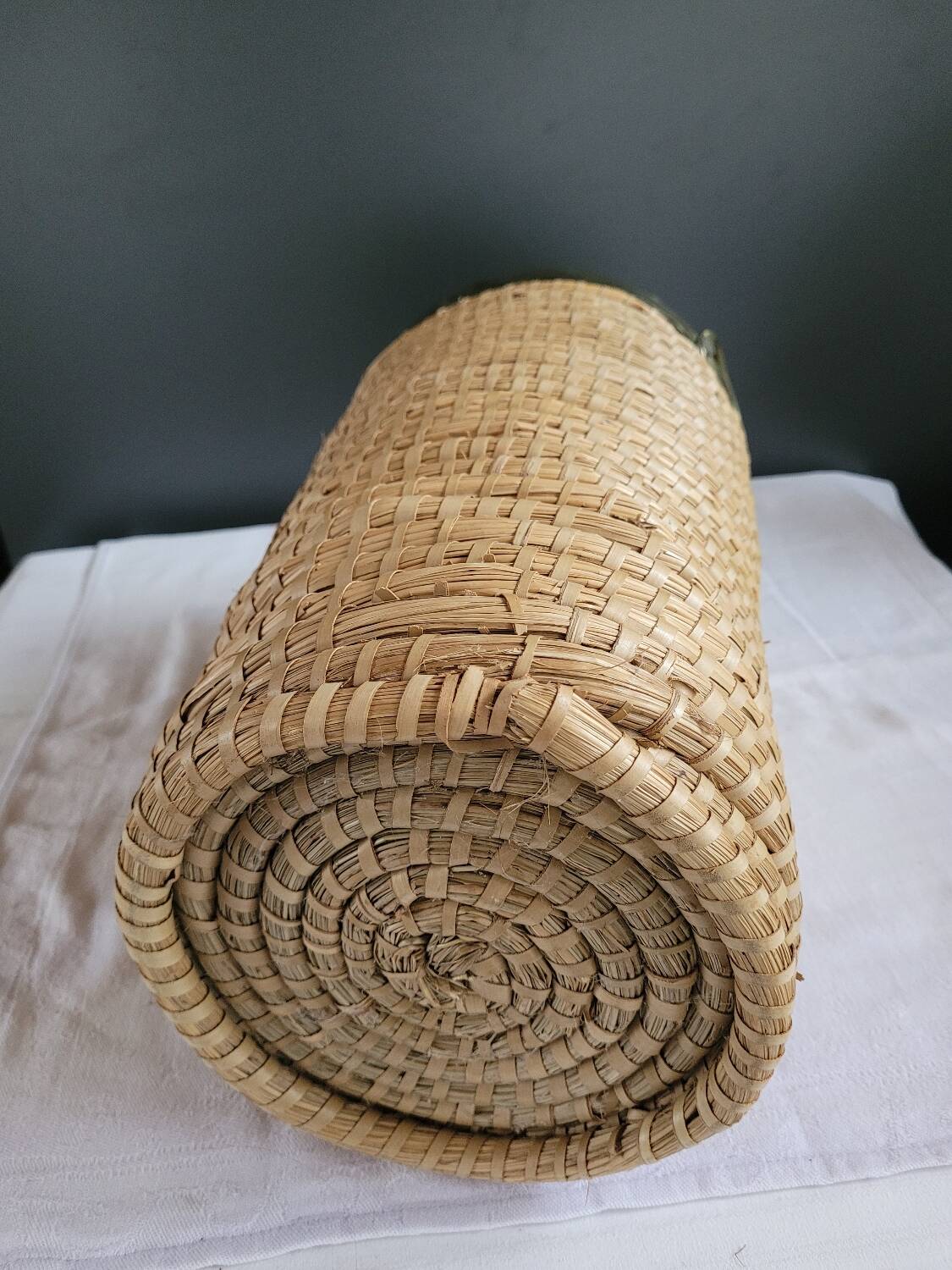 Copper and brass wicker basket