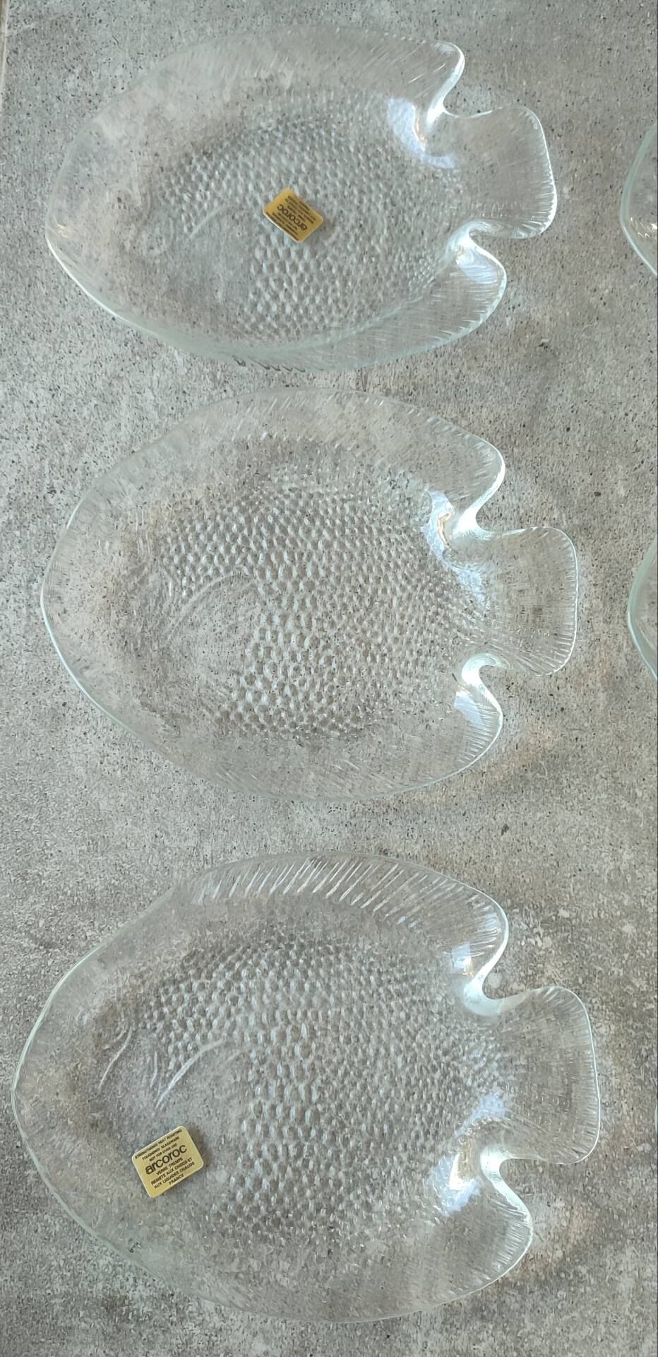 New vintage Arcoroc fish plates in original box