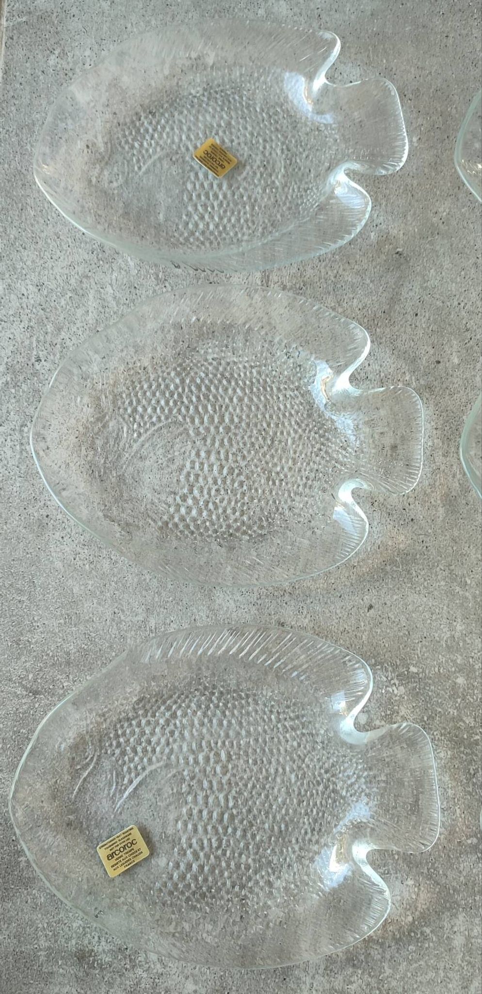 New vintage Arcoroc fish plates in original box