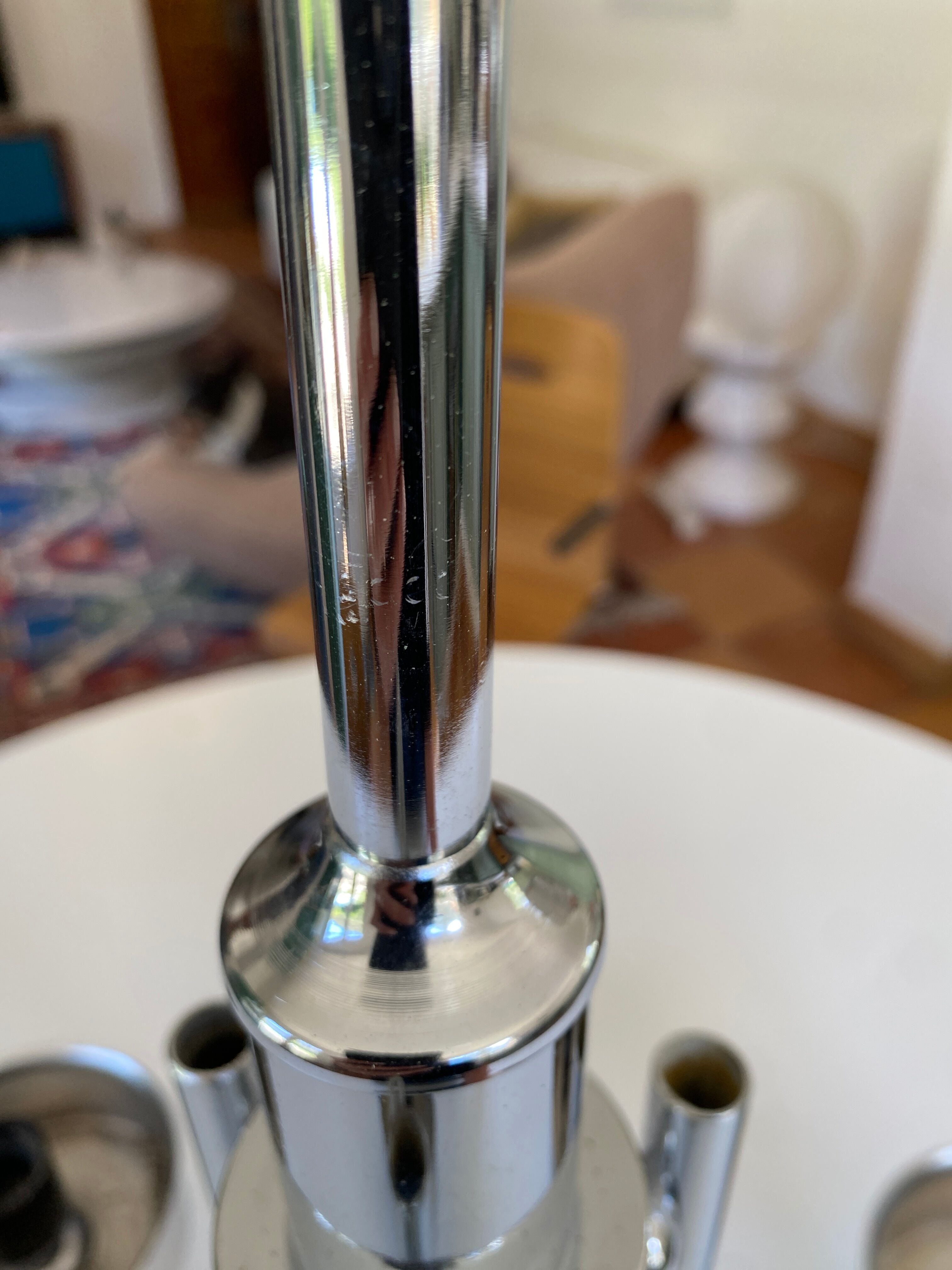 Large chrome metal Space Age chandelier