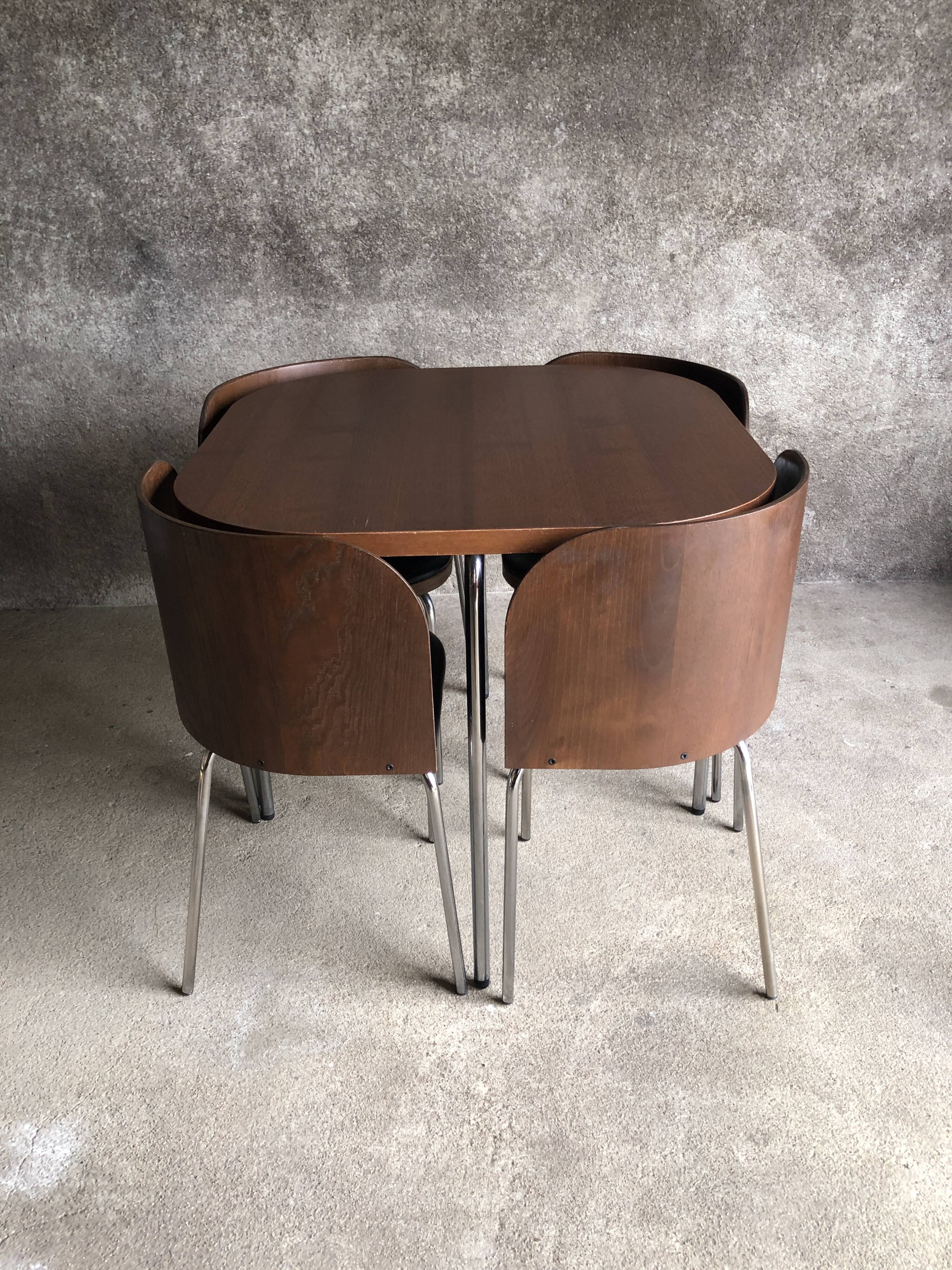 Fusion table and four chair set, vintage Ikea, 1990