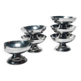 6 Vintage Stainless Steel Ice Cream Bowls | Antique Metal Sorbet Cups | Retro Design Ice Cream | Bistro Kitchen Table Decor | Gift Idea
