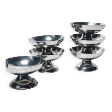 6 Coupelles Glace Inox Vintage | Coupes Sorbet Métal Ancien | Glace Design Rétro | Déco Table Bistrot Cuisine | Idée Cadeau