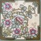 Art Nouveau wood and ceramic trivet