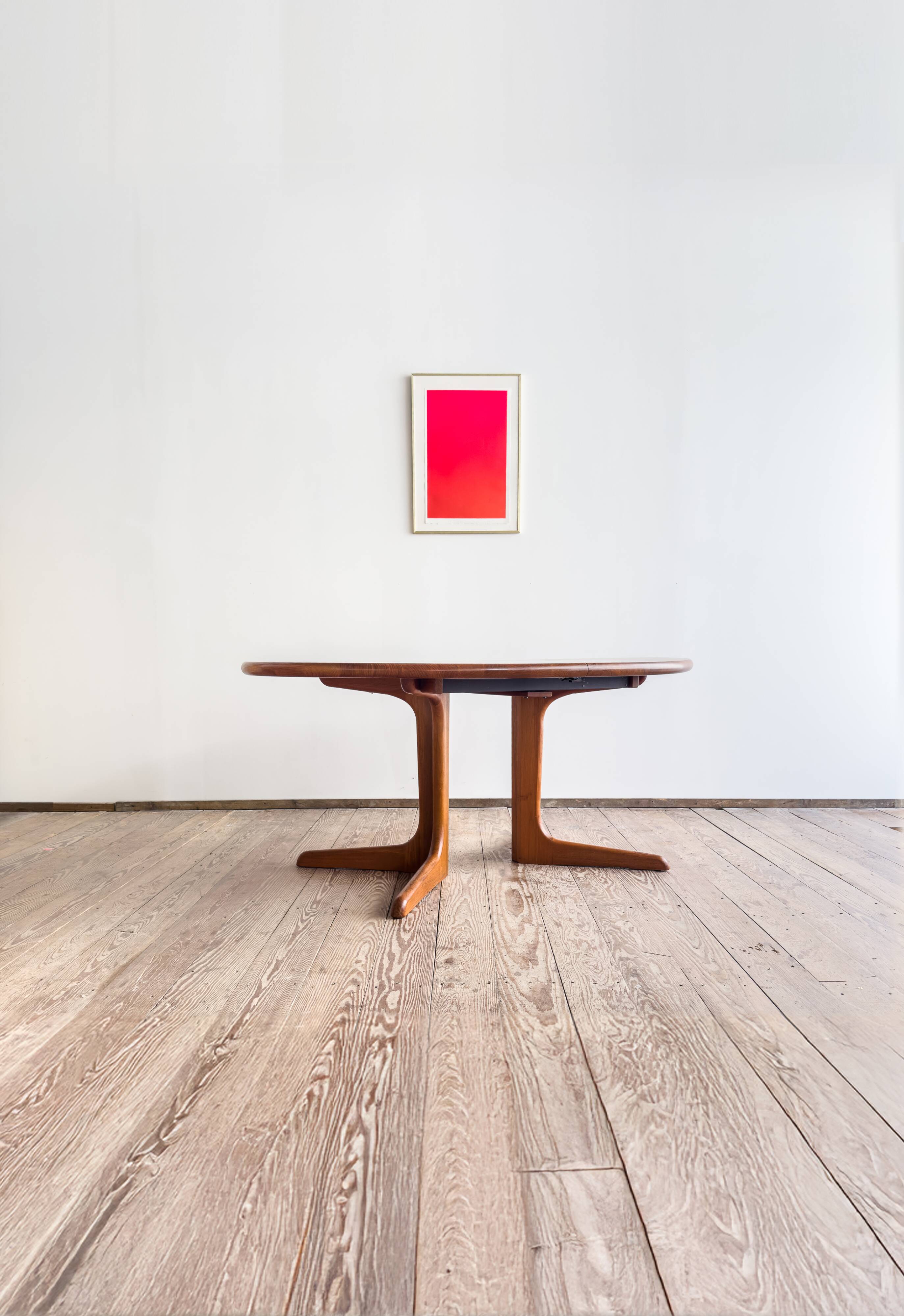 Grande table à manger scandinave vintage en teck massif, Danemark, 1970